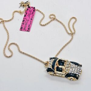 Betsey Johnson Enamel Crystal Car pendant necklace